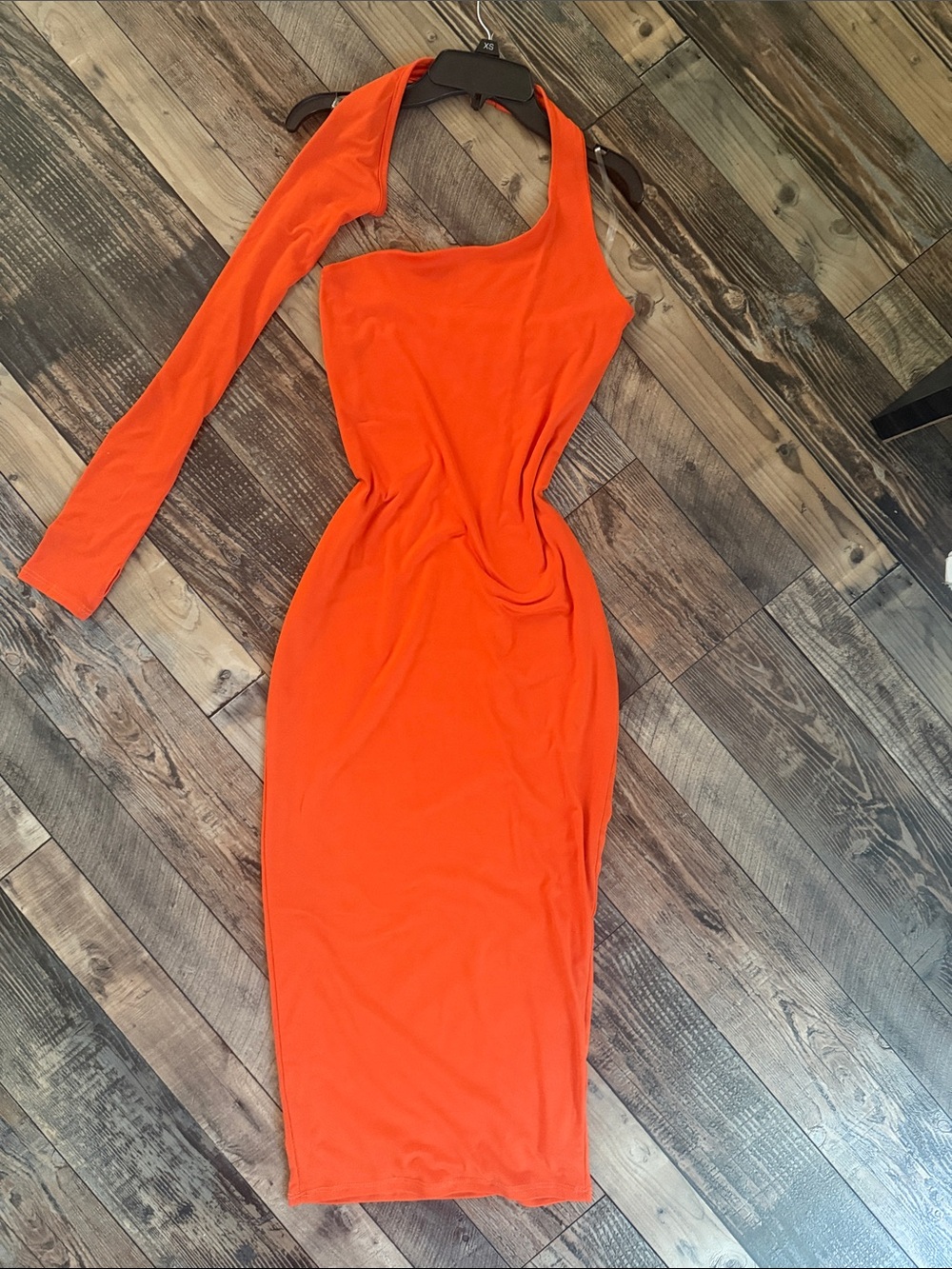 Fashion Nova Vibrant Orange One-Shoulder Bodycon Dress